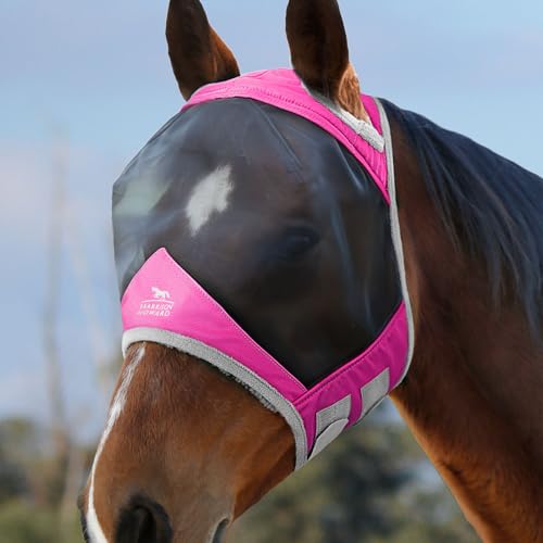 Harrison Howard CareMaster Pro Luminous Fly Mask Large Eye Space Standard Flamingo M Cob - color: Flamingo, size: Cob (Medium)