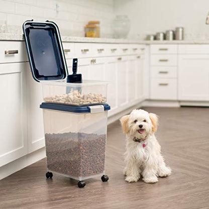 IRIS USA Dog Food Storage Container, Up to 30+11 lbs, Gray/Dark Gray - color: Navy