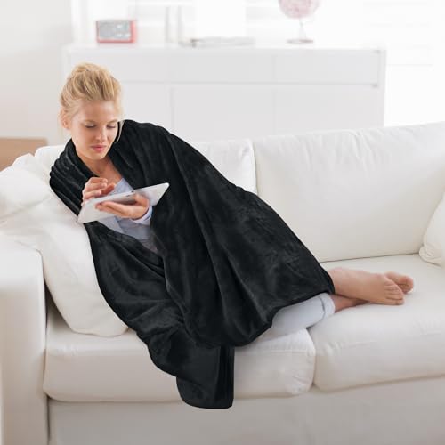 Utopia Bedding Soft Fleece Bed Blanket Throw XL Size Black (50x70 Inch) - color: Black, size: Throw XL (50x70 Inch)