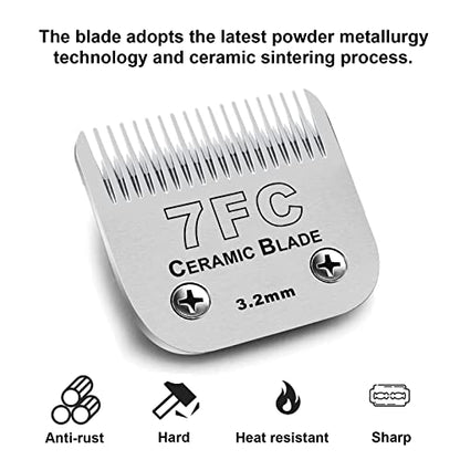 4PACK Dog Grooming Clipper Replacement Blades Compatible with Andis Pet Clipper/Oster A5/Wahl KM Series Dog Clipper,Ceramic Blade & Stainless Steel Blade (#3FC+4FC+5FC+7FC) | For Oster A5/Wahl KM Series Dog Clipper ,Ceramic Blade & Stainless Steel Blade ,