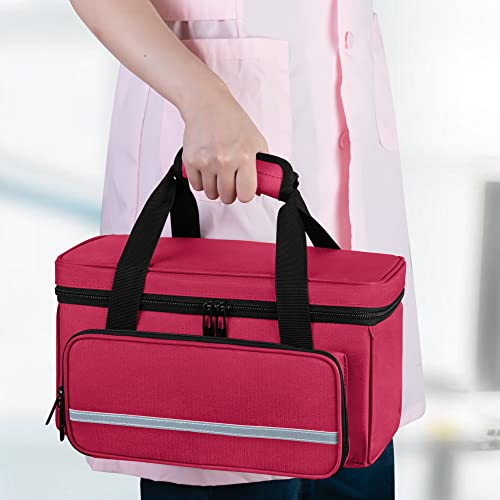 CURMIO Empty First Aid Kits Case, Family Medical Supplies Storage Bag, Red