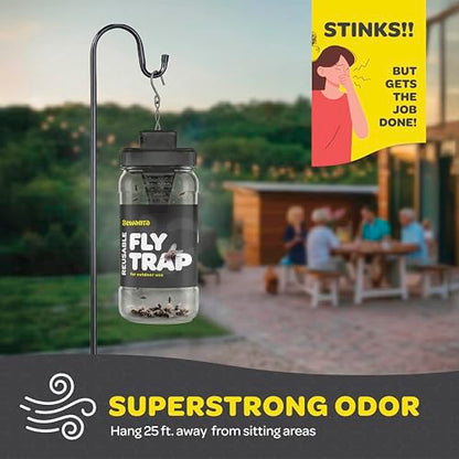 Outdoor Fly Trap [4 Pack] Fly Traps Outdoor with Dissolvable Non-Toxic Bait - Fly Repellent for Outdoor Use Only - Controls Flies for Patios, Barns, Ranches Etc. Hanging Fly Traps with Tie Included - size: 4 Pk