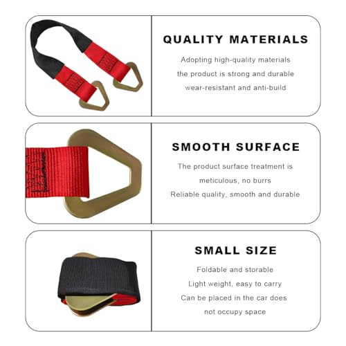 2" × 29" Premium Axle Tie Down Strap with D Rings, Heavy Duty Auto Axle Straps with Protective Sleeves 6614 Lb. Capacity, Adjustable Tire Strap Tie Down for Securing Car Transport (Red) - color: Red