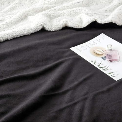 IR Imperial Rooms 2 Pack Queen Sherpa Blankets 90x90 Hotels Black - color: Black, size: Full/Queen (Pack of 2)