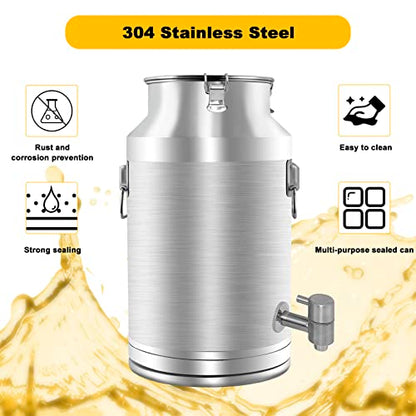 304 Stainless Steel Milk Can，35L Milk Bucket Wine Pail Bucket 9.25 Gallon Milk Can Tote Jug with Sealed Lid Heavy Duty for Milk and Wine Liquid Storage - size: 35L