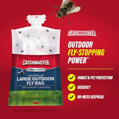 Catchmaster Disposable Outdoor Fly Trap, 8 Hanging Bags with Bait