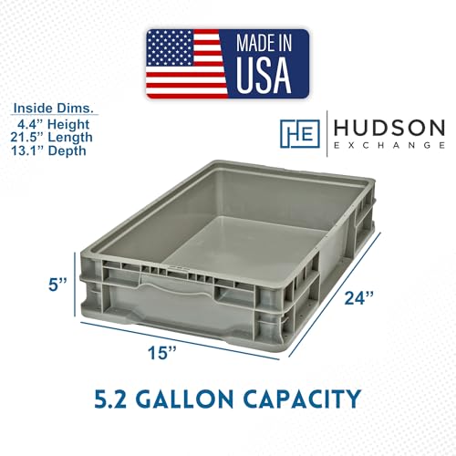 Hudson Exchange 24 x 15 x 5" (3 Pack, 5.2 Gallon) Straight Wall Handled Storage Container Tote, Gray/Brown - color: Gray/Brown