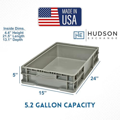 Hudson Exchange 24 x 15 x 5" (3 Pack, 5.2 Gallon) Straight Wall Handled Storage Container Tote, Gray/Brown - color: Gray/Brown
