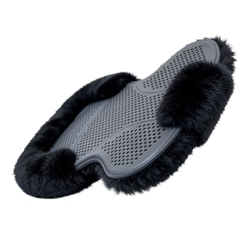 Wool &Silicone Saddle Pad, Comfortable and Breathable Wool Gel Equestrian Riding Saddle Pad, Anti-Slip with Double Shock Absorption, Universal English/Western Riding Saddle Pad - color: Black
