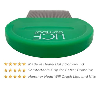 Lice Combs| Head Lice Professional Metal Set of 2 for Long & Short Hair | Efficient Lice and Nit Removal | Easy to Use. FREE MAGNIFYING GLASS INCLUDED