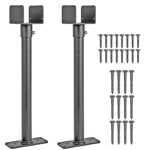 3.6" Saddle Roof Riser 18-1/4" High Heavy Duty Stainless Steel with Black Finish Roof Riser Brackets for Patio Pergola, 2Pack