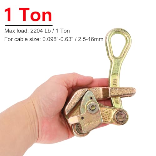 2 Pack 1T Cable Grip, 2204 lbs Wire Gripper, Wire Rope Tightener, Cable Pulling Tool, Carbon Steel Wire Stretcher with Swing Latch, Steel Cable Puller Tool for Wire Rope, Electricity, Industry - size: 2 Pack 1T Cable Grip
