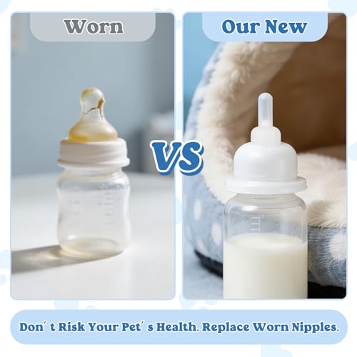 Homoyoyo 40-Pack Replacement Bottle Nipples Cat - Silicone Pet Nursing Nipples Nurser Silicone Replacement Pacifiers for Kitten and Puppy Small Animals, Bunny Feeding Bottle White 0.98X0.63 Inch