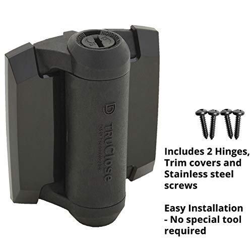 D&D TCA1S3BTS TruClose Regular Gate Hinge Square Metal Gates, Black, 2 pcs. | Safety gate hinge, no alignment legs, self-closes metal gates up to 66 lb. For square gate posts. Black, comes with 2 hinges - color: Black, size: Adjustable gate gap: 3/8”–7/8”