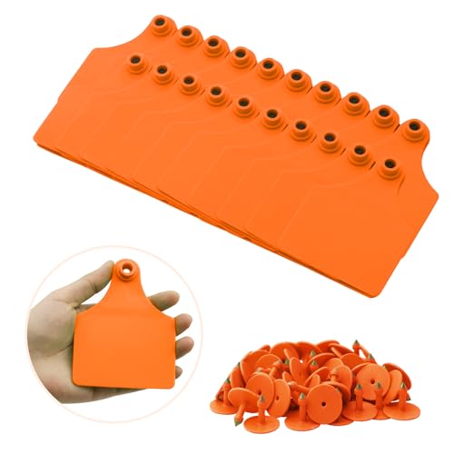 100Pcs Blank Cattle Ear Tags TPU Large Size Identification Tags - color: Orange
