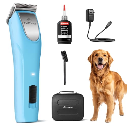 Professional Dog Clippers for Grooming - 2 Speed Detachable Blade Pet Grooming Kit for Thick Curly Matted Coats - Low Noise Heavy Duty Cordless Hair Trimmer for Animal - color: Light Blue