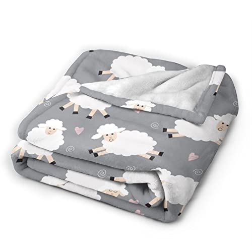 Fleece Blanket Cute Sheep Lightweight Ultra-Soft Micro Throw Blanket for Sofa Couch Bed Camping Travel - Super Soft Cozy Microfiber Blanket 80"X60" - color: Sheep (Grey), size: 80"x60"