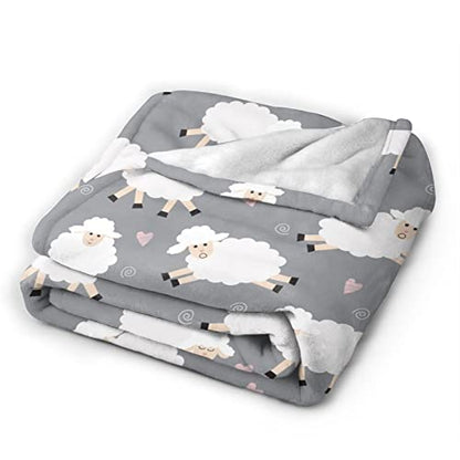 Fleece Blanket Cute Sheep Lightweight Ultra-Soft Micro Throw Blanket for Sofa Couch Bed Camping Travel - Super Soft Cozy Microfiber Blanket 80"X60" - color: Sheep (Grey), size: 80"x60"