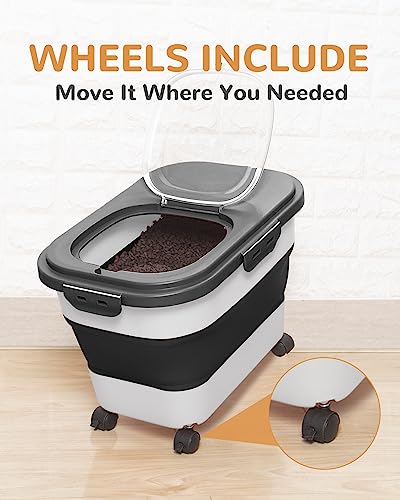 20-23 Lbs Dog Food Storage Container Airtight,Collapsible Pet Food Storage - color: Black