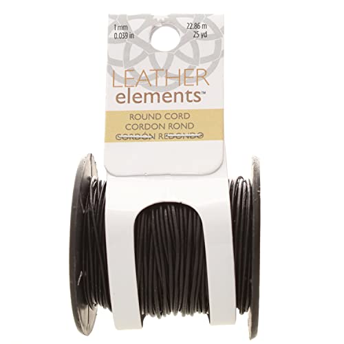 The Beadsmith Leather Cord – Black – 1mm Spool – 25 Yards/22.86 Meters – Indian Leather Thong Ideal for Braiding, Beading, Necklaces, Fine Lacing, Hair Accessories & DIY Jewelry Making - size: 1mm, style: Black – 25 Yards