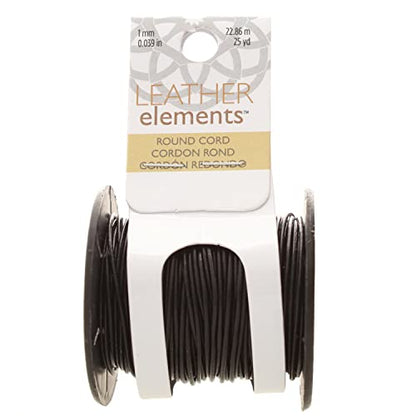 The Beadsmith Leather Cord – Black – 1mm Spool – 25 Yards/22.86 Meters – Indian Leather Thong Ideal for Braiding, Beading, Necklaces, Fine Lacing, Hair Accessories & DIY Jewelry Making - size: 1mm, style: Black – 25 Yards