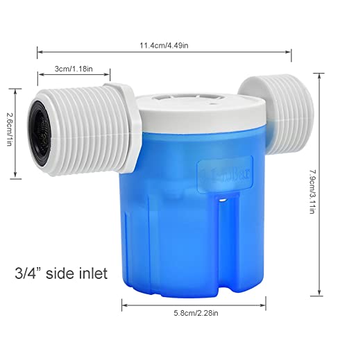 Float Valve 3/4" Side Automatic Water Level Control Valve for Water Tank - size: 3/4" side