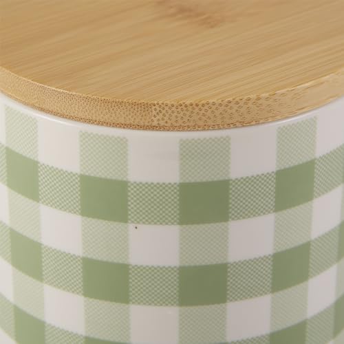 Bone Dry Ceramic Pet Treat Canister, Dishwasher Safe, 4x6.5 Desert Sage Petite Check - color: Desert Sage Petite Check, size: 4x6.5"