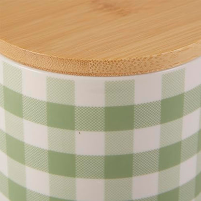 Bone Dry Ceramic Pet Treat Canister, Dishwasher Safe, 4x6.5 Desert Sage Petite Check - color: Desert Sage Petite Check, size: 4x6.5"