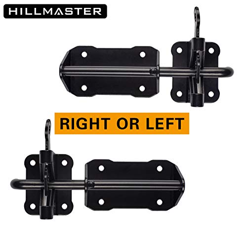 HILLMASTER Heavy Duty Automatic Gate Latch for Wooden Fence with Cable Pull, 7.5" Self Locking Gravity Gate Door Latches Security Latch for Outdoor Garden, Pool, Metal Gates, Vinyl Fence, Black Finish
