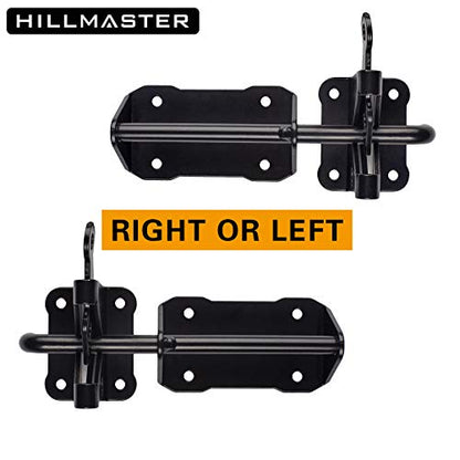 HILLMASTER Heavy Duty Automatic Gate Latch for Wooden Fence with Cable Pull, 7.5" Self Locking Gravity Gate Door Latches Security Latch for Outdoor Garden, Pool, Metal Gates, Vinyl Fence, Black Finish