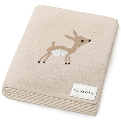 Knit Baby Swaddle Blanket - 100% Cotton Soft Cozy Receiving Swaddling Stroller Blanket Quilt for Shower Gift Registry for Newborns Infants Toddlers Gender Neutral (Deer - Taupe) - color: 07 - Deer - Taupe