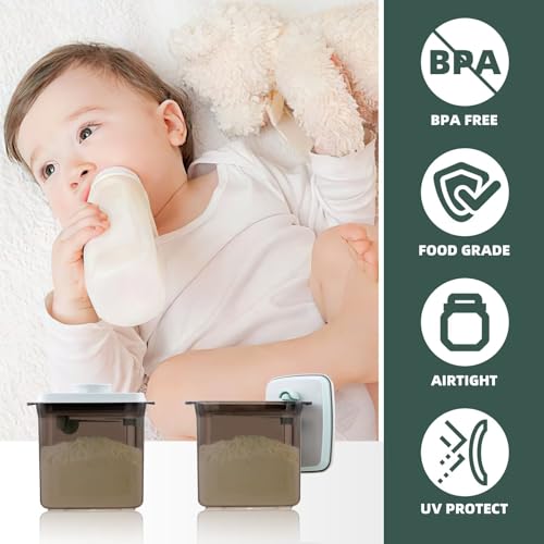 Baby Formula Container, 11oz Airtight Canister with Scoop & Leveler, Brown | One-Touch Wide Mouth Milk Powder Container with 5g Scoop and Leveler for Home Feeding Stations, Daycare and Overnight Stays - color: 11 oz - Brown