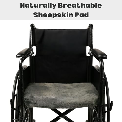Natural Medical Sheepskin Pad, Non-Slip Back, Charcoal, 17 x 17 in, 1 Pack - color: Charcoal Grey, size: 17x17 Inch (Pack of 1)