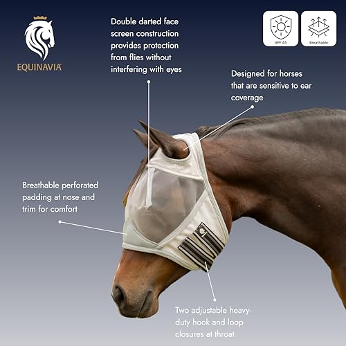 Equinavia Algard Soft Mesh Earless Fly Mask - Silver - Warmblood - color: Silver, size: Warmblood
