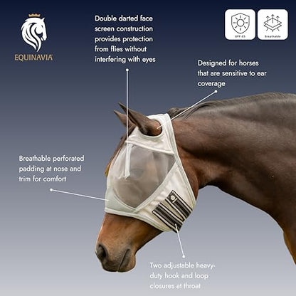 Equinavia Algard Soft Mesh Earless Fly Mask - Silver - Warmblood - color: Silver, size: Warmblood