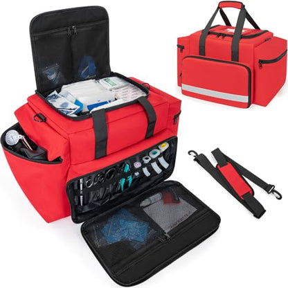 Professional Empty EMT First Responder Bag,20.5" x 13.8" x 12.2" Extra Large Trauma First Aid Carrying Bag for Paramedics and Emergency Supplies Kit,Medical for Business,Home,Outdoor