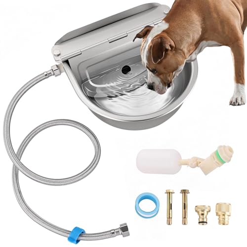 NATGAI Automatic Water Bowl with Float Valve, Auto Filling Water Dispenser | 304 Stainless Steel Dog Water Bowl Dispenser Kit for Outdoor Farm, Ranch, Goat, Horse, Poultry, Livestock