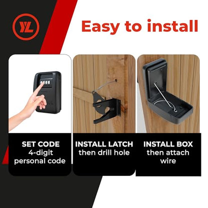 Gate Lock XLB – Secure Keyless Fence Lock and Latch with 2-Way Access – Strong Durable System for Theft Prevention and Home Security, Easy Installation on Wood or Vinyl Gates/Fences - style: XLB - Heavy duty