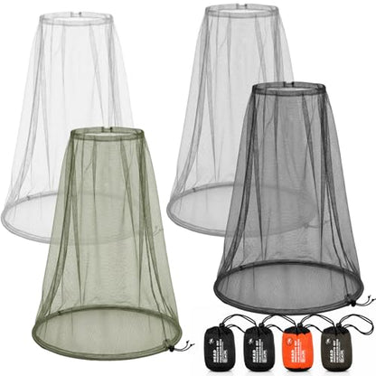 HESTYA 4 Pack Mosquito Head Net Mesh Face Cover Outdoor, 4 Color B - color: 4 Color B