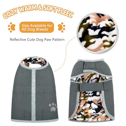 Queenmore Dog Winter Coat, Cold Weather Fleece Dog Jacket, Small Dog Coat - color: Grey, size: X-Small