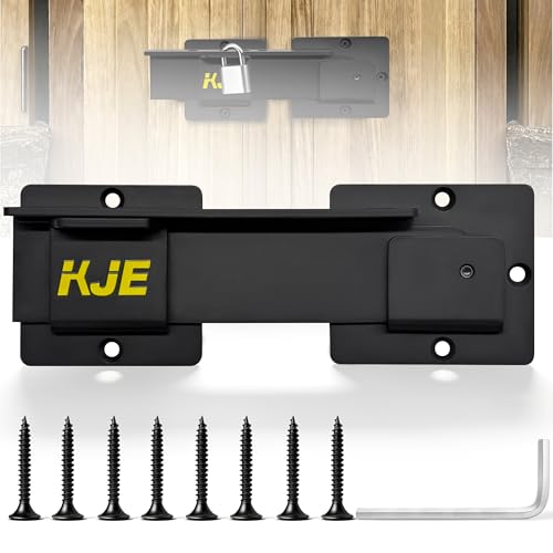 KJE 1 Pack 9-inch Flip Gate Latch Lock with Padlock Hole, 4mm Heavy Duty Aluminum Alloy Adjustable Door Latch with Mounting Screws for Shed, Fence, Double Gate, Barn, Farm Gate latches for Outdoor