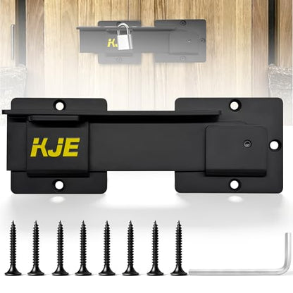 KJE 1 Pack 9-inch Flip Gate Latch Lock with Padlock Hole, 4mm Heavy Duty Aluminum Alloy Adjustable Door Latch with Mounting Screws for Shed, Fence, Double Gate, Barn, Farm Gate latches for Outdoor