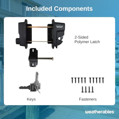 Weatherables Keystone 2-Sided Key-Lockable Gate Latch – Nylon Polymer Heavy Duty Gate Latch with Self-Latching Gate Lock – Made for Easy Installation on Metal, Wood & Vinyl Fences, Keyed Alike - style: 2-Sided Polymer