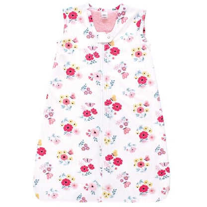 Hudson Baby Infant Girls Long Sleeve Plush Faux Fur Sleeping Bag, Wearable Blanket - color: Butterfly Floral, size: 6-12 Months