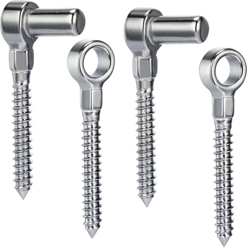 Farm Gate Hinge, 2 Pair Stainless Steel Heavy Duty Wood Gates Hinges, M12 Fence Gate Hardware,Screw Hinges to Mount for Wooden Gates Fences