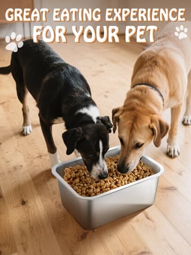 MEWTOGO 3 Gallons Extra Large Capacity Food Grade Stainless Steel Dog Bowls - size: 3 Gal