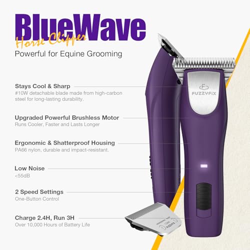 Professional Horse Clippers Cordless Detachable Wide Blade 2 Speed