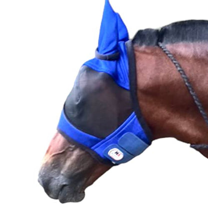 Majestic Ally Horse Fly Mask with Ears, Comfort Durable Fine Mesh, Soft Fleece Touch on Skin, Protect Eyes and Ears (Royal Blue) - color: Royal Blue