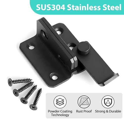 Flip Gate Latch with Padlock Hole, SUS304 Stainless Steel Safety Interior Door Lock Shed Barn Fence Garage, Matte Black, Large Size, AMS2002-B - size: Large