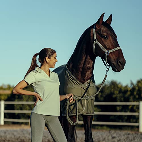 HORZE Munich Adjustable Horse Halter and 7' Lead Rope Set - Olivine Green - Horse